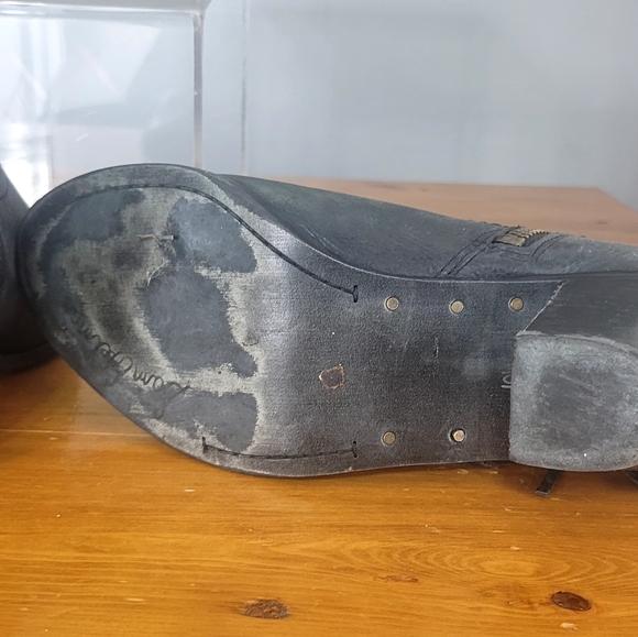 SAM EDELMAN $94 Black Louie Grey Leather Fringed Western Ankle Boot's Sz 10 - Picture 6 of 6